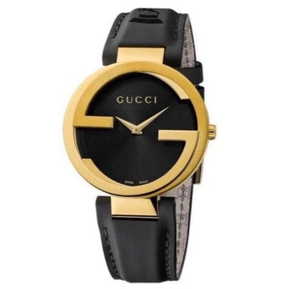 Gucci Accessories - Gucci YA133312 Interlocking-G Grammy Special 37MM Unisex Black Leather Watch